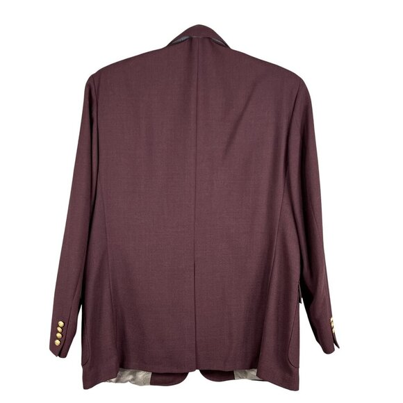 Sutter & Grant Mens 44L Burgundy Wool Blazer Gold Crest Buttons Academia Preppy - Picture 2 of 15